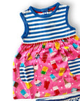 Mini Boden Baby Girls Jersey Pink Lemonade Ice Creams Summer Dress And Knickers
