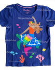 Mini Boden Girls Blue Mermaid Big Appliqué T-shirt