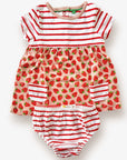 Mini Boden Baby Girls Strawberry Hotchpotch Dress & Knickers Set in Peach Melba