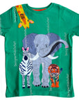 Mini Boden Jungle Safari Animal T-shirt Sapling Green Front and Back Appliqué