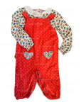 Pre-Loved Mini Boden Cord Dungaree Set - Strawberry Tart Pin Spot Heart