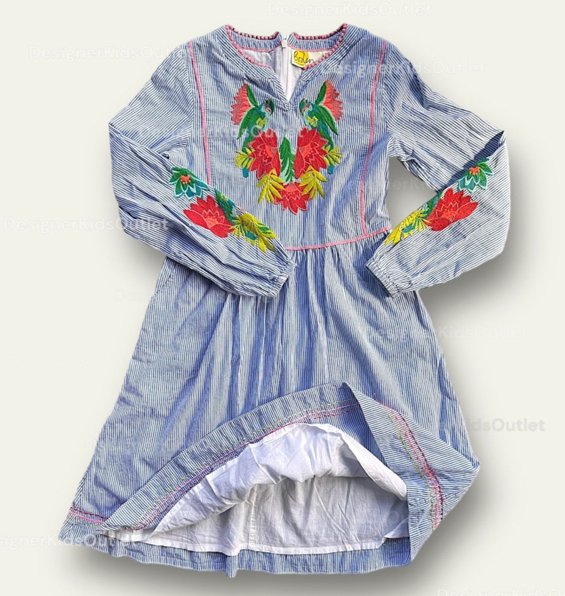 Pre-Loved Mini Boden Blue Striped Embroidered Tropical Dress – Designer  Kids Outlet