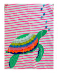 Pre-Loved Mini Boden Pink Stripe Applique Girls Turtle Dress