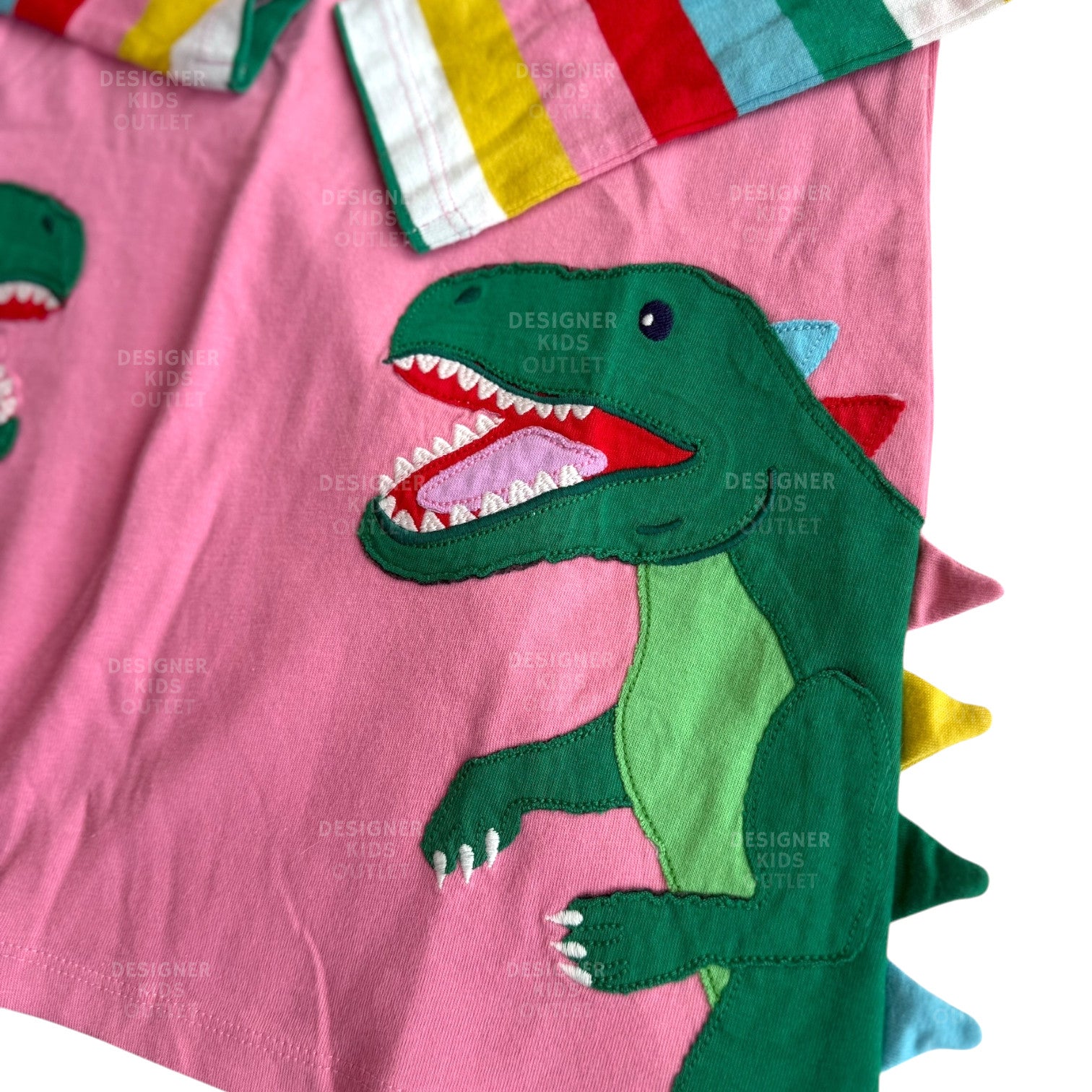 Girls Dinosaur Dress Dino Tunic | Striped Sleeve Blush Dress | Mini Boden Designer Kids Outlet Girls Dinosaur Dress Dino Tunic | Striped Sleeve Blush Dress | Mini Boden Designer Kids Outlet