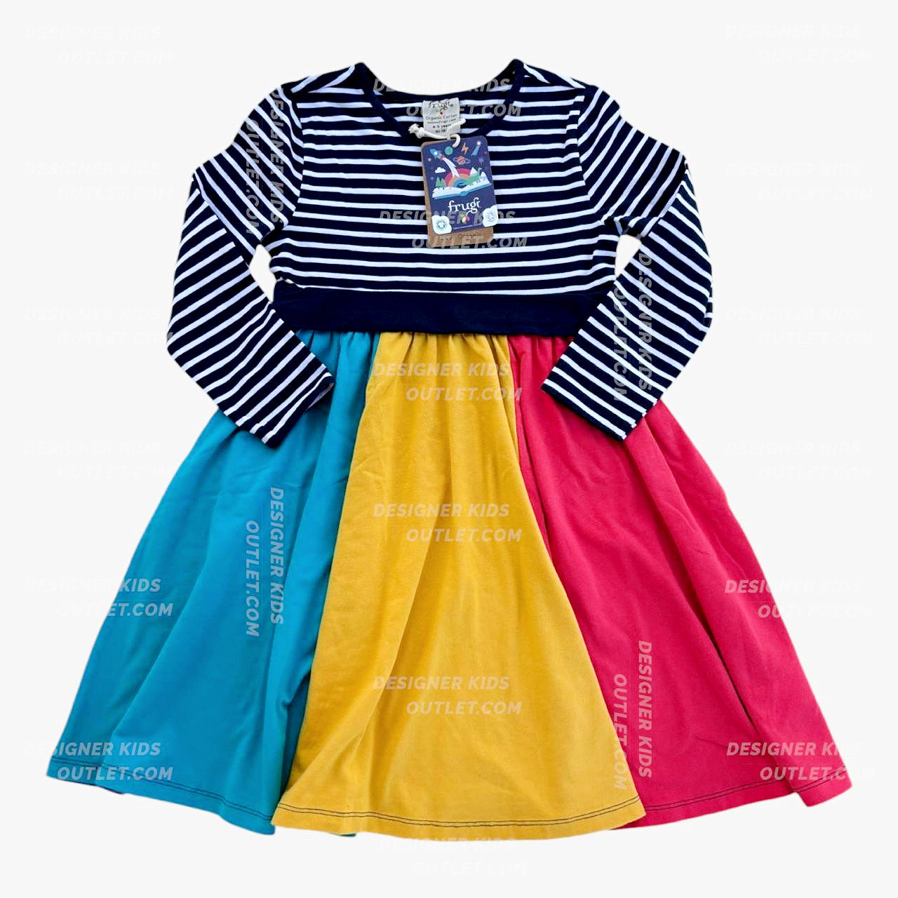 chinese dress ladies Frugi Girls Rainbow Ruffle Twirl Long Sleeve Dress