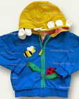 Pre-Loved Mini Boden Girls Appliqué Hoodie Blue Flower Baby Boden