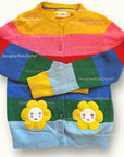Pre-Loved Mini Boden Fun Cardigan Multi Rainbow Flower Pockets