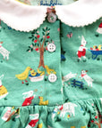Mini Boden Baby Girls Long Sleeve Jersey Collared Dress Green Fountain Spring