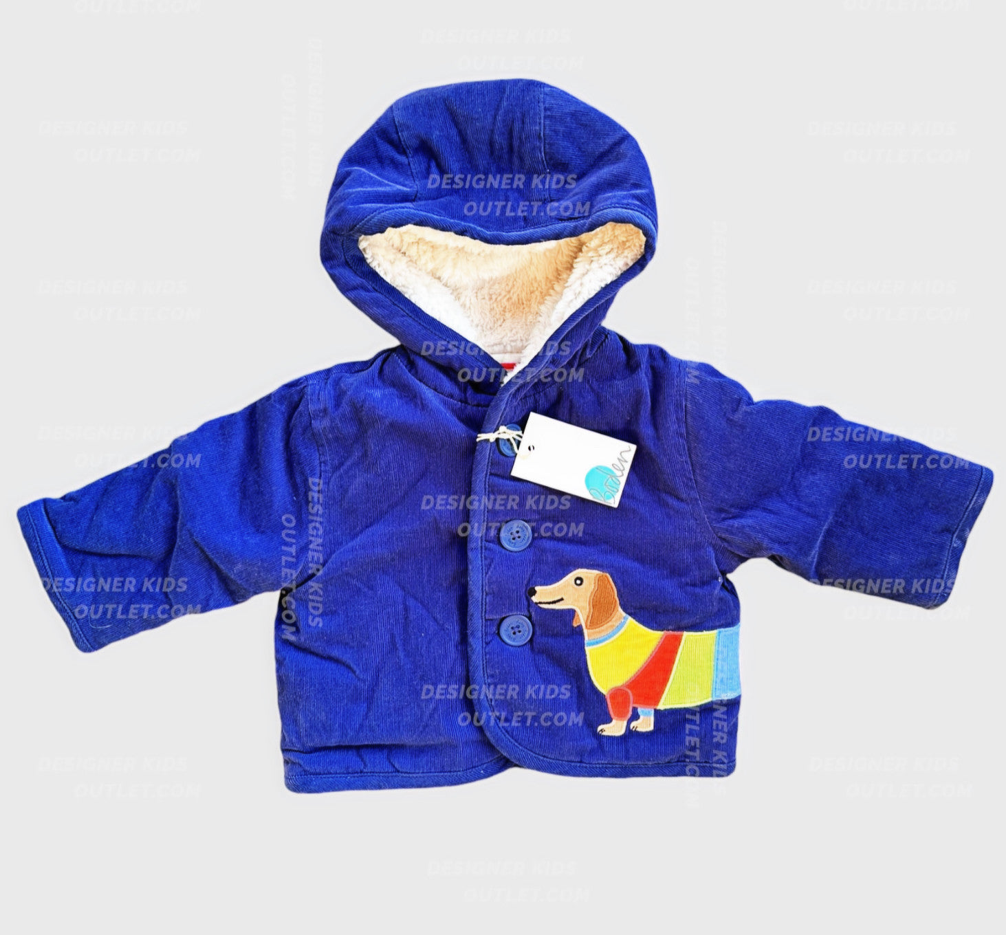 Mini Boden Boys Sausage Dog Hooded Corduroy Jacket - Starboard  display picture 1