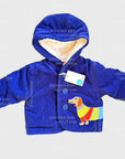 Mini Boden Boys Sausage Dog Hooded Corduroy Jacket - Starboard Blue