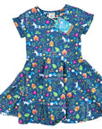NWT Frugi Meadow Twirl Short Sleeve Indigo Blossom Dress