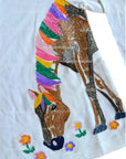 Mini Boden Superstitch Animal Horse Rainbow Flowers Embroidered T-Shirt