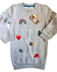 NWT Frugi Playful Patches Sweater Bee Rainbow Heart Tree