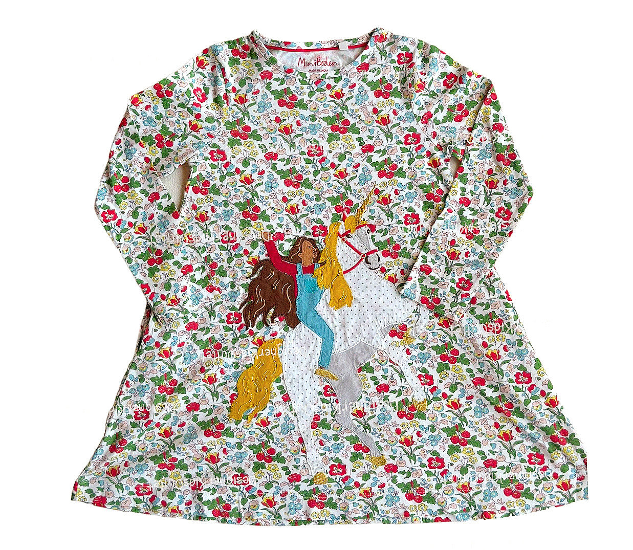 mini boden unicorn dress Mini Boden Girls Autumn Berry Unicorn Big Appliqué Jersey Floral Dress
