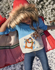 Mini Boden Girls Guinea Pigs Snow Angels Appliqué T-Shirt - Surfboard Blue