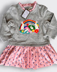 De-Labeled/Sample Mini Baby Boden Bunny Rainbow Sweatshirt Mixie Dress