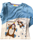 Mini Boden Girls Guinea Pigs Snow Angels Appliqué T-Shirt - Surfboard Blue