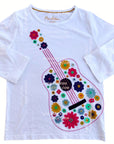 Mini Boden Applique Girls T-shirt Melodic Blooms Guitar Long Sleeve