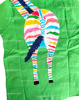 Mini Boden Appliqué Front And Back Tee In Green Stripe Colorful Zebra