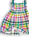 NWOT Mini Boden Rainbow Gingham Dress With Pockets