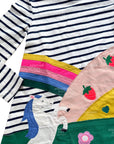 Mini Boden Girls Horse Scene Jersey Dress – Flowers & Rainbow Stripe