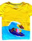 Mini Boden Boys Surfboard Dog Appliqué T-shirt - Daffodil Yellow