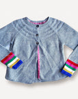 NWOT Mini Boden Cotton Cashmere Mix Cardigan Grey Marl Rainbow