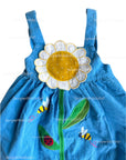 Pre-Loved Baby Mini Boden Daisy Appliqué Cord Pinnie Pinafore Girls
