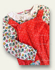 Pre-Loved Mini Boden Cord Dungaree Set - Strawberry Tart Pin Spot Heart