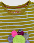 Mini Boden Girls Sunlit Sequin Flower Yellow Striped T-Shirt