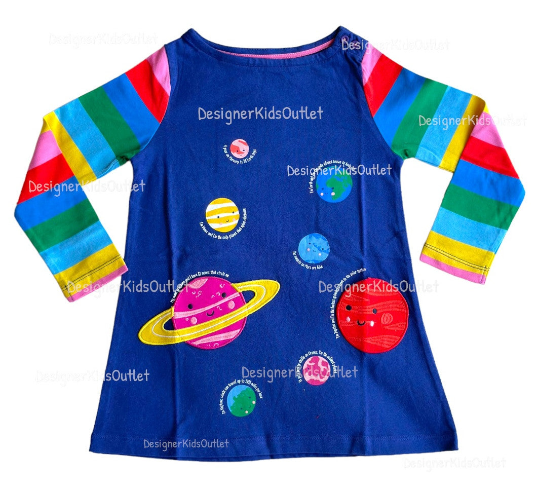 mini boden space dress Mini Boden Girls Appliqué Planet Pocket Long Sleeve Tunic