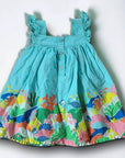 Mini Boden Girls Woven Coral Scene Dress Georgian Blue