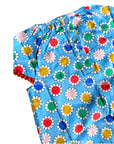 Baby Boden Girls Floral Romper Blue with Colorful Daisy Flowers