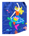 Mini Boden Girls Appliqué Mermaid Tank Dress With Ruffles & Navy Sea Turtles