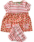 Mini Boden Baby Girls Strawberry Hotchpotch Dress & Knickers Set in Peach Melba