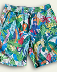 Mini Boden Boys Safari Animal Print Shorts - Green Jungle & Multicolored