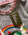 De-Labeled/Sample Mini Baby Boden Bunny Rainbow Sweatshirt Mixie Dress
