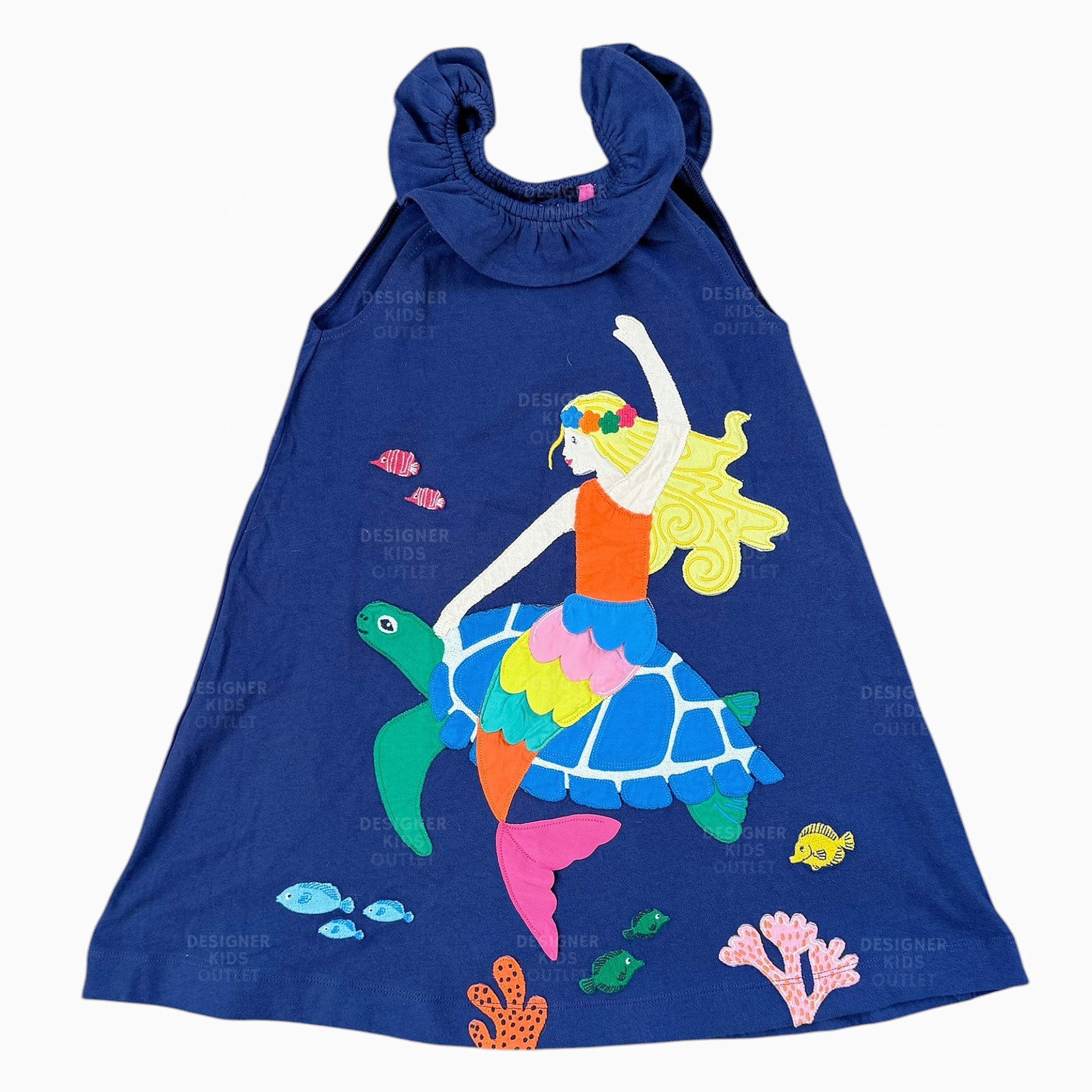 boden mermaid dress Mini Boden Girls Appliqué Mermaid Tank Dress With Ruffles & Navy Sea T –  Designer Kids Outlet