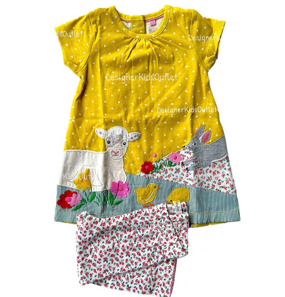 mini boden yellow dress Mini Boden Girls Yellow Baby Lamb Appliqué Dress and Leggings Set –  Designer Kids Outlet