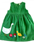 Pre-Loved Frugi Green Needlecord Lily Dress Fjord Duck Goose Girls