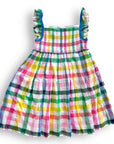 NWOT Mini Boden Rainbow Gingham Dress With Pockets