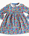 Baby Boden Girls Jersey Collared Dress - Multi Sky Apple Blossom