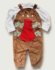Mini Boden Terrier Dog Overalls Play Set - Baby Girls Brown Robin