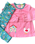 Baby Boden Jersey Farm Chicken Top And Legging Play Set In Pink Farmyard Mini