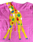 Mini Boden Girls Front & Back Big Appliqué Pink Giraffe Tee
