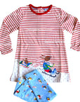 Mini Boden Girls Play Set Sky Blue Snow Bunnies Sledding And Leggings Baby Boden