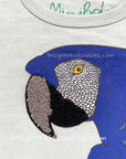 Mini Boden Animal Textured T-Shirt in Fresh Water Blue Parrot with Appliqué