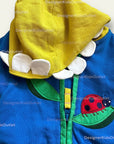 Pre-Loved Mini Boden Girls Appliqué Hoodie Blue Flower Baby Boden