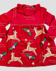 Mini Boden Baby Girls Red Christmas Reindeer Appliqué Dress