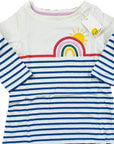 Mini Boden Girls Everyday Sun Rise Breton Shirt – Blue Ivory Stripe
